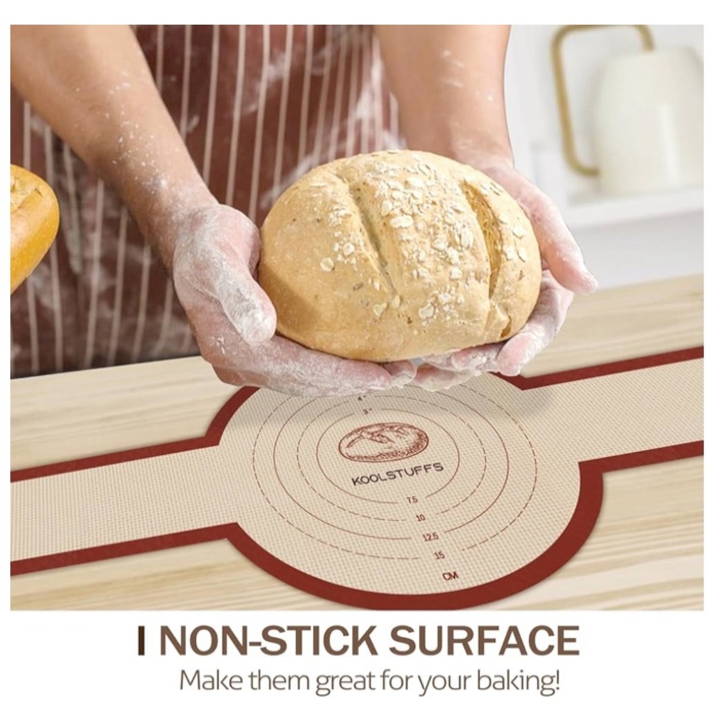 Set of 2  Bread Sling Silicone 8” Baking Mat Multipurpose Blue Gray